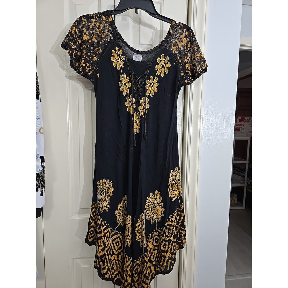 Beautiful Royal Moda Dress Embroidered Boho Size M/L SEE MEASUREMENTS VTG